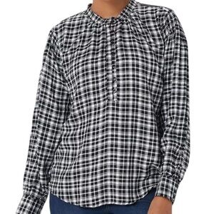 Tolani collection top with printed velvet back in black and white.